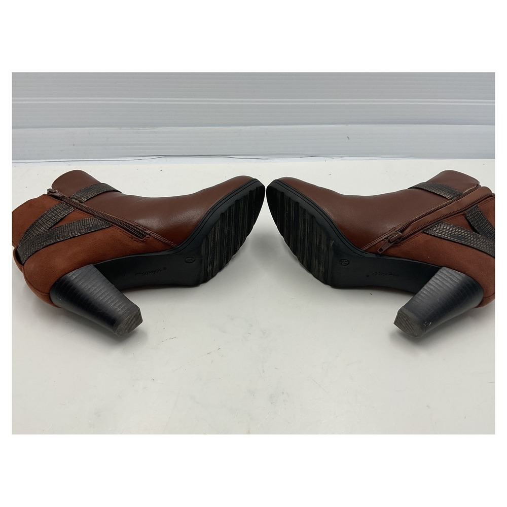 Mysoft Women's Brown‎ Ankle Boots Block Heel Side Zip Buckle Size 7.5 New - Picture 4 of 5